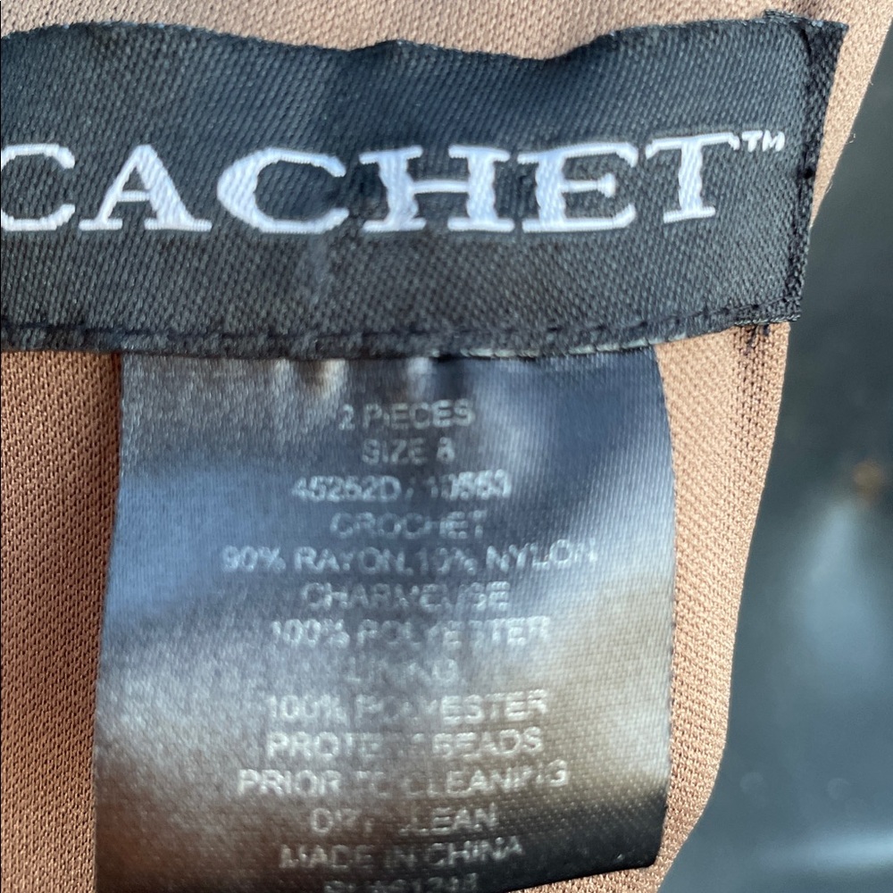 cachet beaded,lace bronze drop waist formal dress - Picture 4 of 7